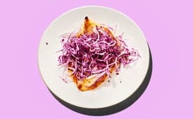 15-Minute Chicken Paillards with Red Cabbage and Onion Slaw