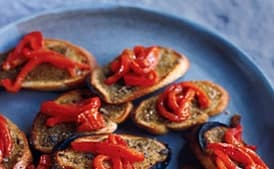 Anchovy Fennel Toasts with Roasted Red Peppers