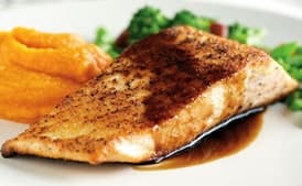 Arctic Char with Chinese Broccoli and Sweet Potato Purée