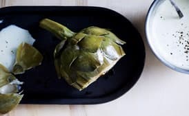 Artichokes with Parmesan–Black Pepper Yogurt