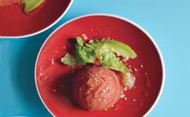Avocado with Savory Tomato Sorbet and Chips