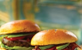 Bacon Swiss Burgers with Tomato and Avocado