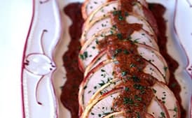 Bacon-Wrapped Turkey Breast with Hazelnut Mole