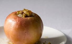 Baked Apples with Candied Fennel and Pistachios