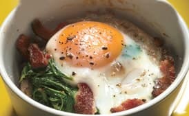 Baked Eggs with Bacon and Spinach