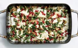 Baked Minty Rice with Feta and Pomegranate Relish
