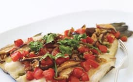 Baked Trout with Shiitake Mushrooms, Tomatoes, and Ginger