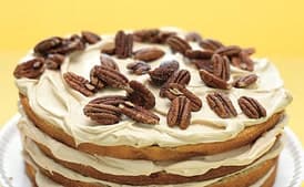 Banana Layer Cake with Caramel Cream and Pecans
