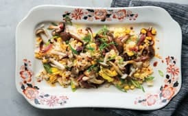 Barbecued Pork Fried Rice with Mushrooms and Extra Ginger