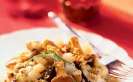 Bay Scallops with Polenta, Wild Mushrooms, Sherry, and Parsley Bread Crumbs