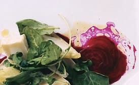 Beet Carpaccio with Goat Cheese and Arugula