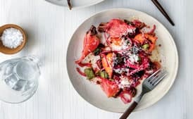 Beets With Pecorino, Pecans, and Shishito Peppers
