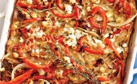 Bell Pepper and Goat Cheese Strata