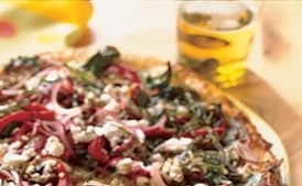Bell Pepper, Red Onion, and Goat Cheese Pizza