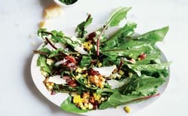 Bitter Greens with Sautéed Corn & Shallots