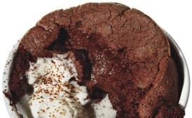 Bittersweet Cocoa Soufflé with Orange Blossom Cream