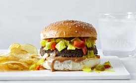 Black-Eyed Pea Burgers With Creamy Barbecue Sauce and Chowchow