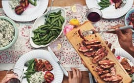 Black-Pepper-Roasted Duck Breasts with Grilled Plums