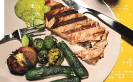 Blistered Baby Zucchini, Baby Pattypan Squash, and Grilled Tomatoes