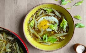 Braised Celery With Lentils and Garlic
