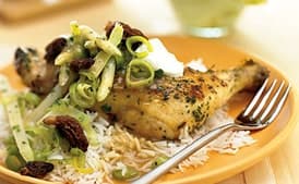 Braised Chicken with White Asparagus and Morel Sauté with Crème Fraîche