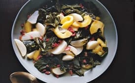 Braised Turnip Greens With Turnips and Apples