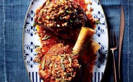 Braised Veal Shanks with Bacon-Parmesan Crumbs