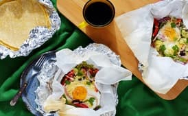 Breakfast Taco Hobo Packs with Black Beans, Zucchini, and Corn