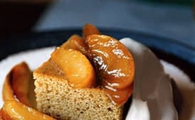 Brown-Sugar Spice Cake with Cream and Caramelized Apples
