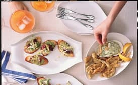 Bruschetta with Fava Beans, Greens, and Blood Oranges