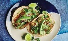 Brussels Sprout Tacos with Spicy Peanut Butter