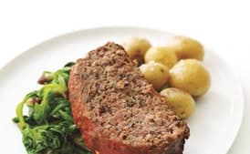Buffalo Meatloaf with Spinach and Roasted Baby Potatoes