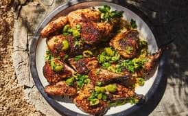 Butterflied Chicken with Herbs and Cracked Olives