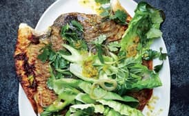 Butterflied Trout with Spicy Lettuce, Celery, and Herbs