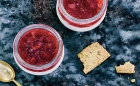 Buttermilk Panna Cotta with Rhubarb-Strawberry Jelly