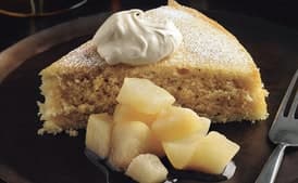 Buttermilk Spice Cake with Pear Compote and Crème Fraîche