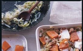 Butternut Squash Gratin with Goat Cheese and Hazelnuts