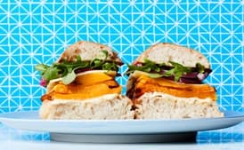 Butternut Squash Sandwich with Cheddar Cheese and Pickled Red Onion