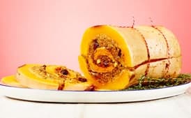 Butternut Squash Vegducken with Mushroom-Cranberry Stuffing