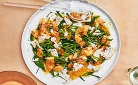 Cantaloupe with Sugar Snap Peas and Ricotta Salata