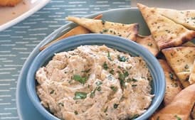Caramelized-Onion Dip with Cilantro-Garlic Pita Crisps