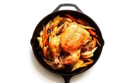 Cast-Iron Roast Chicken with Fennel and Carrots