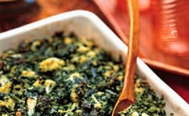 Cauliflower and Broccoli Flan with Spinach Bechamel