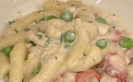 Cavatelli Pasta with Lobster, Spring Peas, and Mascarpone