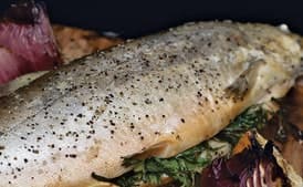 Cedar-Planked Char with Wood-Grilled Onions