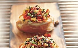 Cedar-Planked Monkfish with Fire-Roasted and Puttanesca Relish