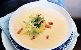 Celery-Root Soup with Bacon and Green Apple