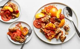 Charred-Peach Panzanella With Pickled Pepper Vinaigrette