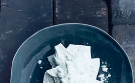 Charred Pear Sorbet with Goat Cheese "Snow"