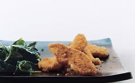 Cheddar Chicken Tenders with Wilted Spinach